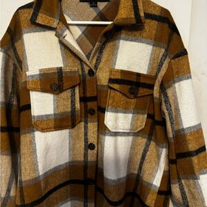 HYFVE Plaid Utility Jacket - Brown and Cream